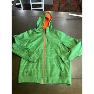 Burton Distortion Mens Large Green Hooded Full ZIP Jacket